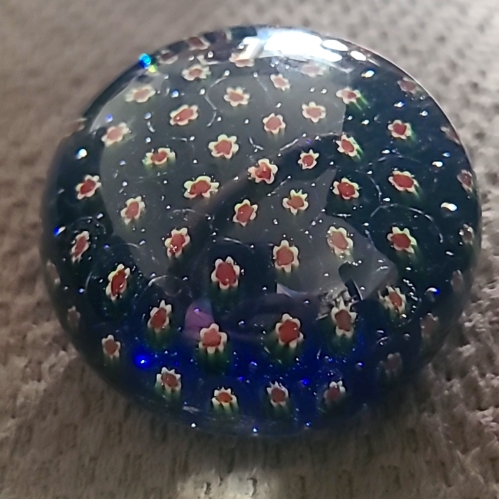 Multi millefiori glass paperweight